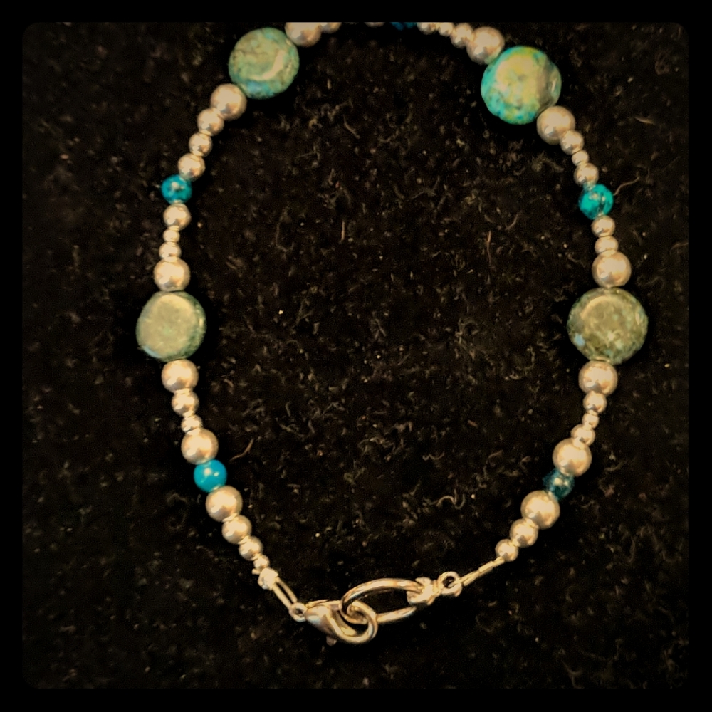 Sterling silver bracelet w/sapphire Austr. Jasper
